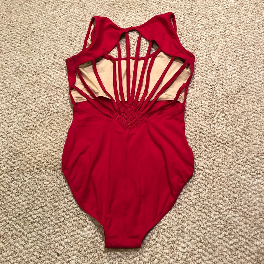 Beautiful red open cage back leotard